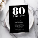 Search for minimalist 80th birthday invitations Black and white