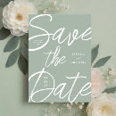 Search for script wedding save the dates Sage green