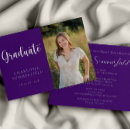 Search for purple and white graduation invitations Graduate