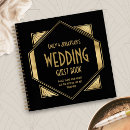 Search for art deco wedding guest books Black and gold