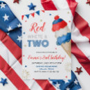 Search for red white and two birthday invitations Little firecracker