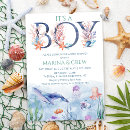 Search for sea creature baby shower invitations Blue watercolor