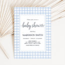 Search for blue gingham baby shower invitations Elegant