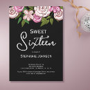 Search for pink black sweet 16 invitations Floral