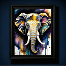 Search for gold elephants posters Watercolor