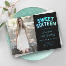 Search for teal black sweet 16 invitations Sixteen