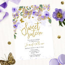 Search for purple gold sweet 16 invitations Butterfly