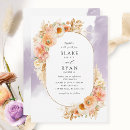 Search for peach and lavender wedding invitations Watercolor floral