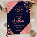 Search for navy blue and coral wedding invitations Colour block