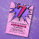 Search for girls 7th birthday invitations Pink purple