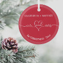 Search for red heart christmas tree decorations Just married