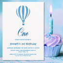 Search for hot air balloon 1st birthday invitations Modern