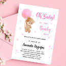 Search for white baby girl shower invitations Teddy bear