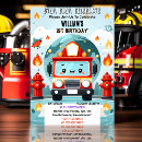 Search for fireman 1st birthday invitations Sound the alarm