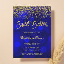 Search for blue and gold sweet 16 invitations For her