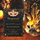 Search for masquerade quince invitations Black and gold
