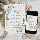 Search for eucalyptus and gold wedding invitations Geometric