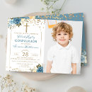 Search for floral photo invitations Gold cross