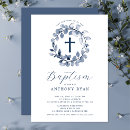 Search for navy blue christening invitations Modern and elegant