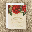 Search for red rose sweet 16 invitations Vintage