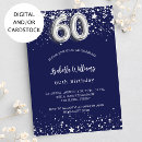 Search for silver 60th birthday invitations Navy blue