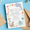 Search for ocean animals baby shower invitations Beach