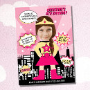Search for girls superhero birthday invitations Comic book