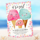 Search for ice cream baby girl shower invitations Watercolor