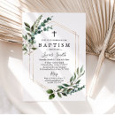 Search for greenery gold cross christening invitations Baptism