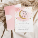 Search for love you to the moon baby shower invitations Pink