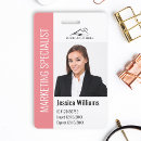 Search for pink id badges Business personnel staff employee