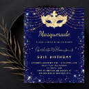 Search for blue and gold masquerade party invitations Carnival