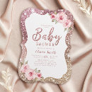 Search for elegant pink rose baby shower invitations Glitter