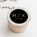 Search for black and white monogram wedding stickers Simple