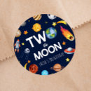 Search for space birthday stickers Blue