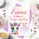 Search for unicorn 4th birthday invitations Pink and purple