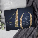 Search for blue and gold 40th birthday invitations Simple