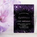 Search for purple glitter birthday invitations Black