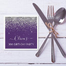 Search for silver and purple napkins Glitter