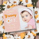 Search for groovy 1st birthday invitations Pink