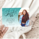 Search for aqua sweet 16 invitations Glitter