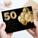 Search for gold black balloons invitations Fiftieth