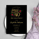 Search for black rose gold 40th birthday invitations Forty and fabulous