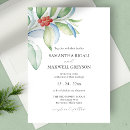 Search for red christmas wedding invitations Watercolor greenery
