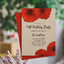 Search for poppies birthday invitations Red flowers