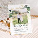 Search for green white and gold wedding save the dates Greenery