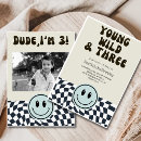 Search for happy 3rd birthday invitations Young wild and three