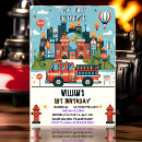 Search for red truck birthday invitations Firefighter
