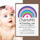 Search for hearts 1st birthday invitations Pastel
