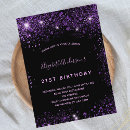 Search for purple glitter birthday invitations Black